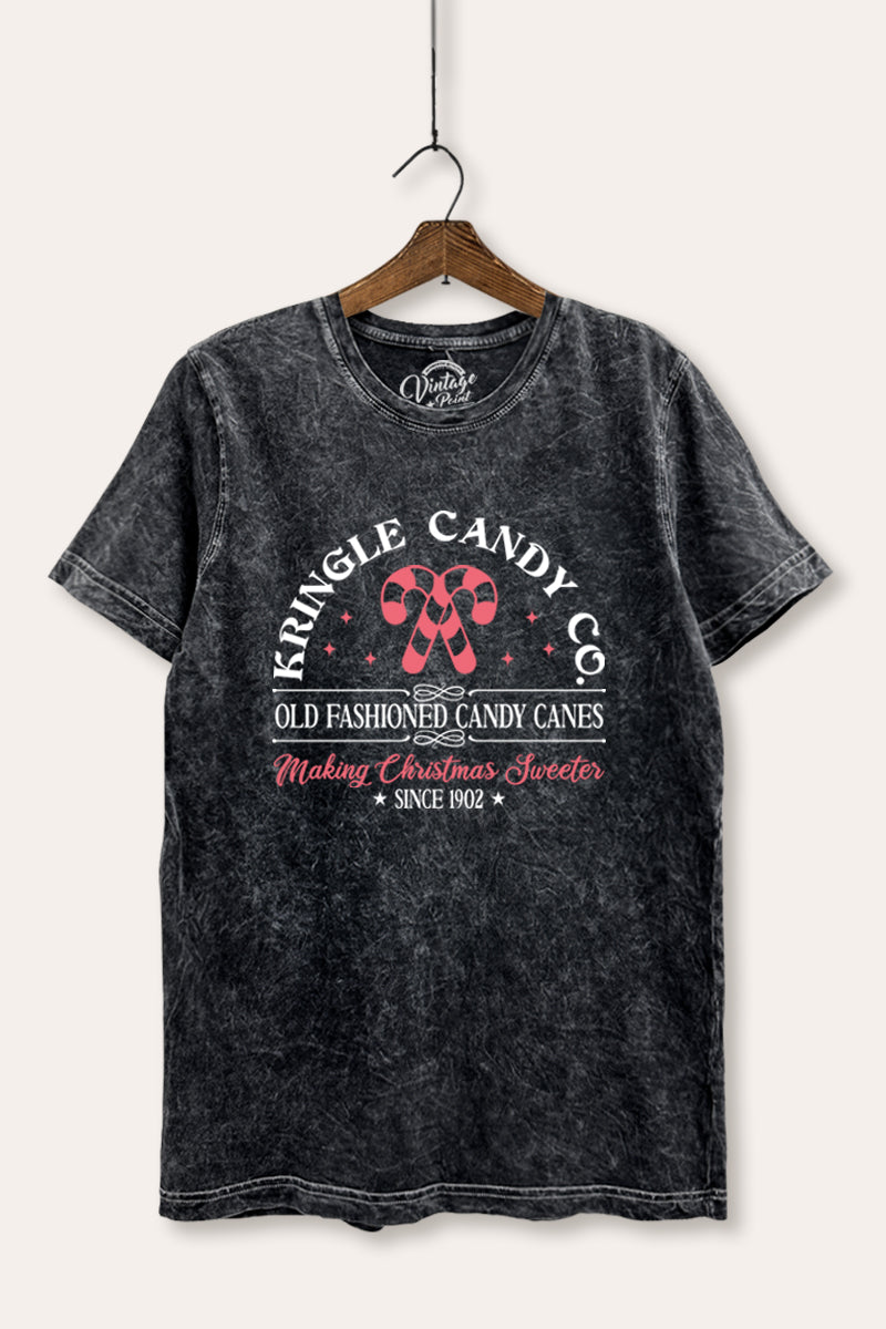 christmas candy cane mineral wash relaxed graphic tee