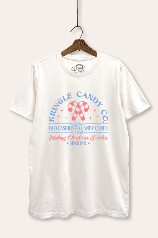 Christmas Candy Cane Graphic Mineral Wash Relaxed Tee