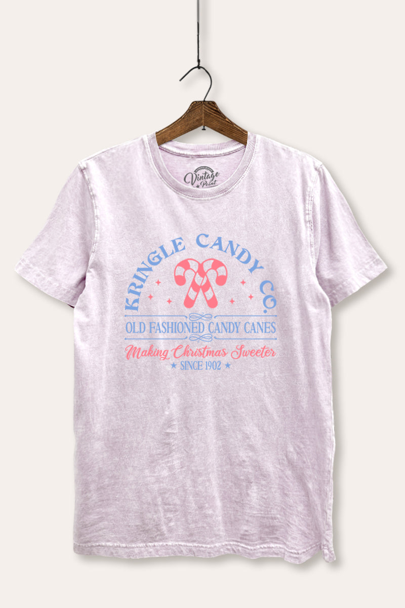 christmas candy cane mineral wash relaxed graphic tee