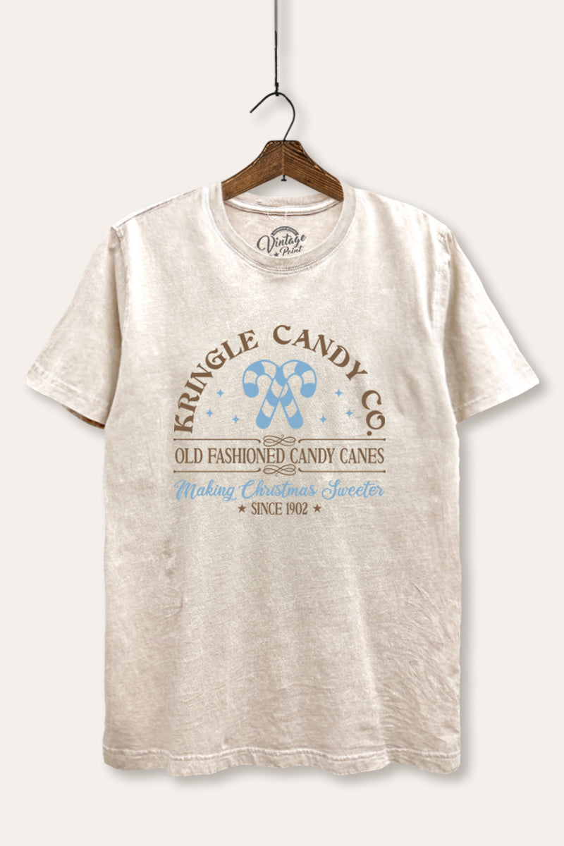 christmas candy cane mineral wash relaxed graphic tee