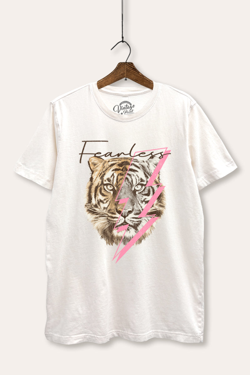 Fearless Tiger Lightning Graphic Mineral Wash Relaxed Tee