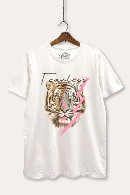 Fearless Tiger Lightning Graphic Mineral Wash Relaxed Tee