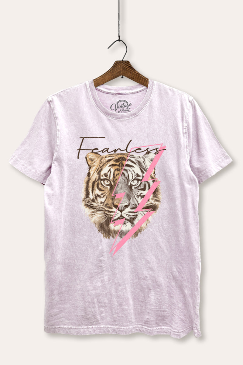 Fearless Tiger Lightning Graphic Mineral Wash Relaxed Tee