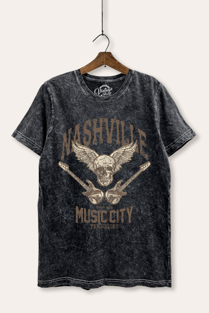 nashville music city mineral wash relaxed graphic tee
