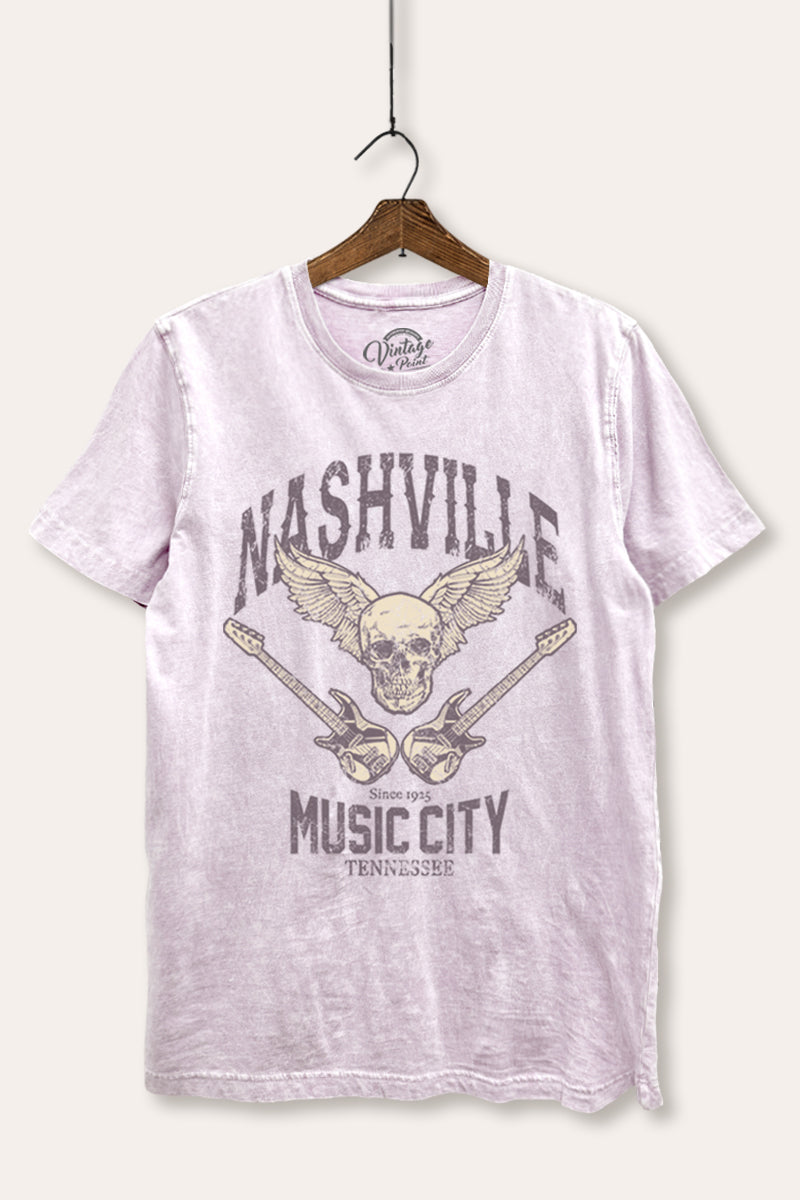 nashville music city mineral wash relaxed graphic tee