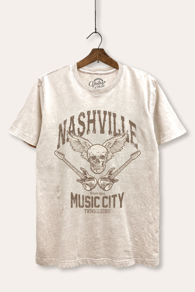 nashville music city mineral wash relaxed graphic tee