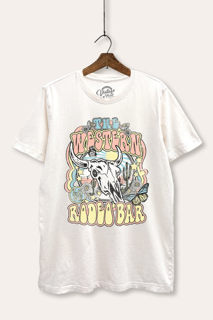 Western Rodeo Bar Retro Graphic Mineral Wash Relaxed Tee