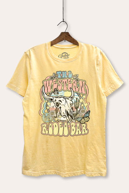 Western Rodeo Bar Retro Graphic Mineral Wash Relaxed Tee