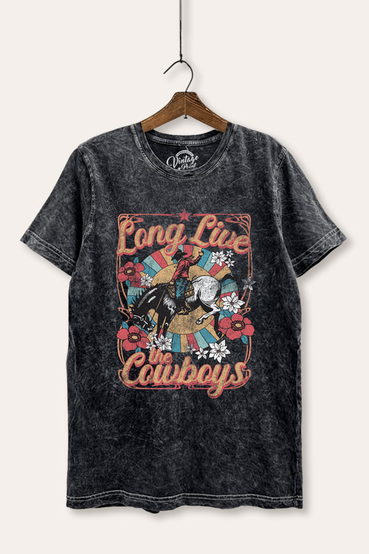 "long live the cowboys" mineral wash relaxed graphic t-shirt