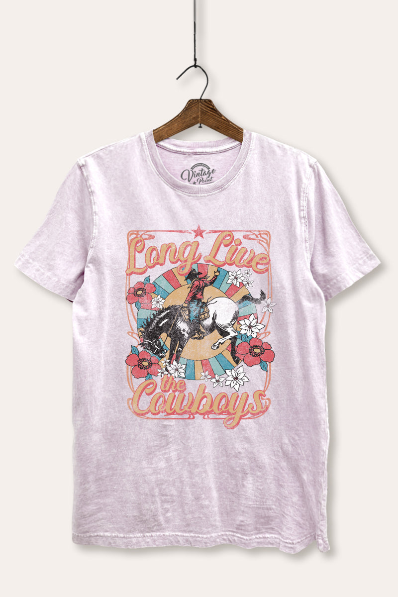 "long live the cowboys" mineral wash relaxed graphic t-shirt