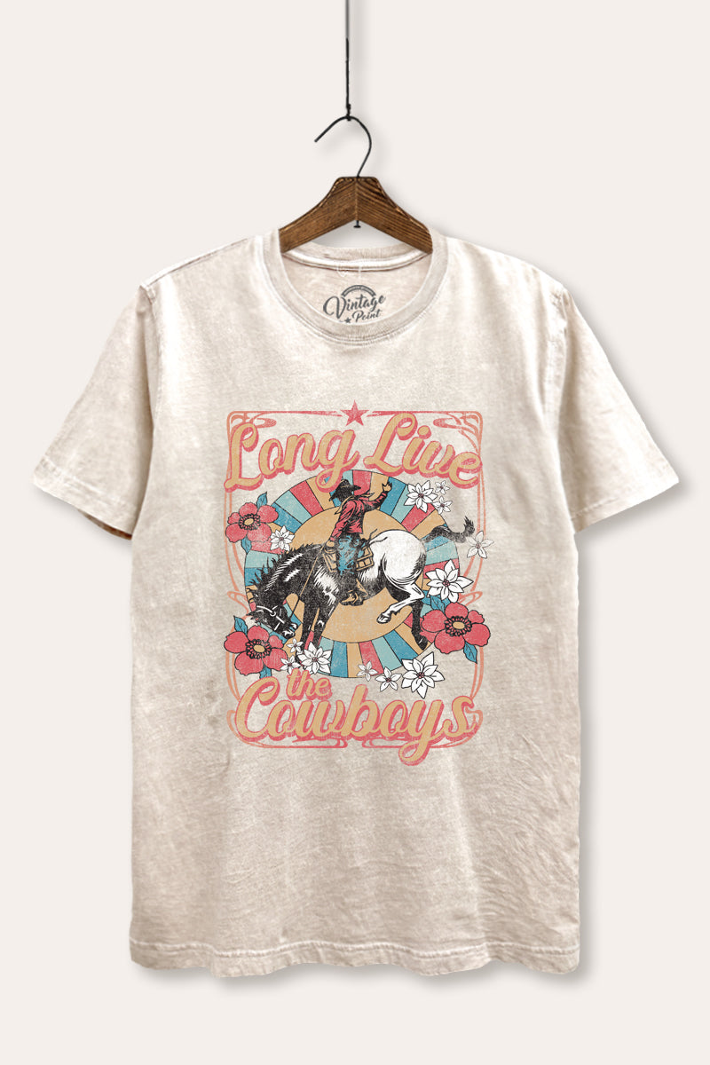 "long live the cowboys" mineral wash relaxed graphic t-shirt