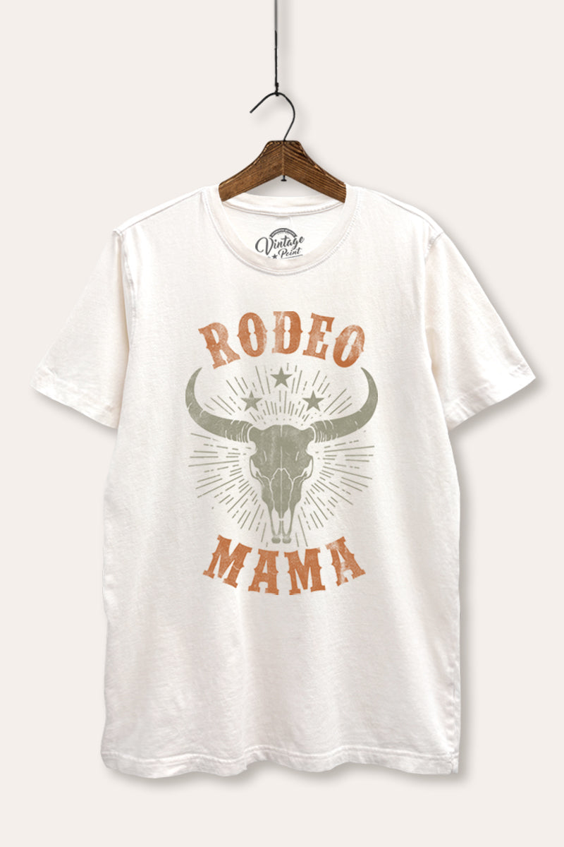 Rodeo Mama Western Skull Graphic Mineral Wash Relaxed Tee