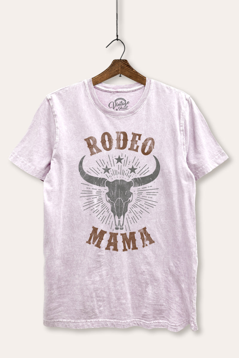 Rodeo Mama Western Skull Graphic Mineral Wash Relaxed Tee
