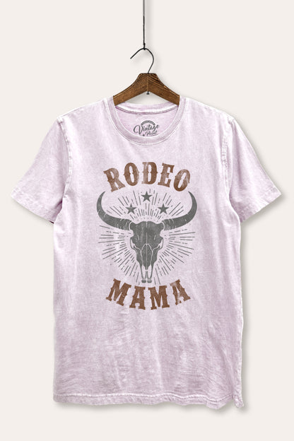 Rodeo Mama Western Skull Graphic Mineral Wash Relaxed Tee