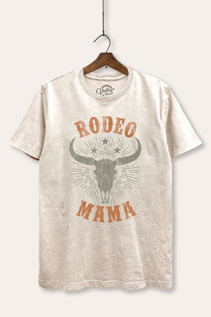 Rodeo Mama Western Skull Graphic Mineral Wash Relaxed Tee
