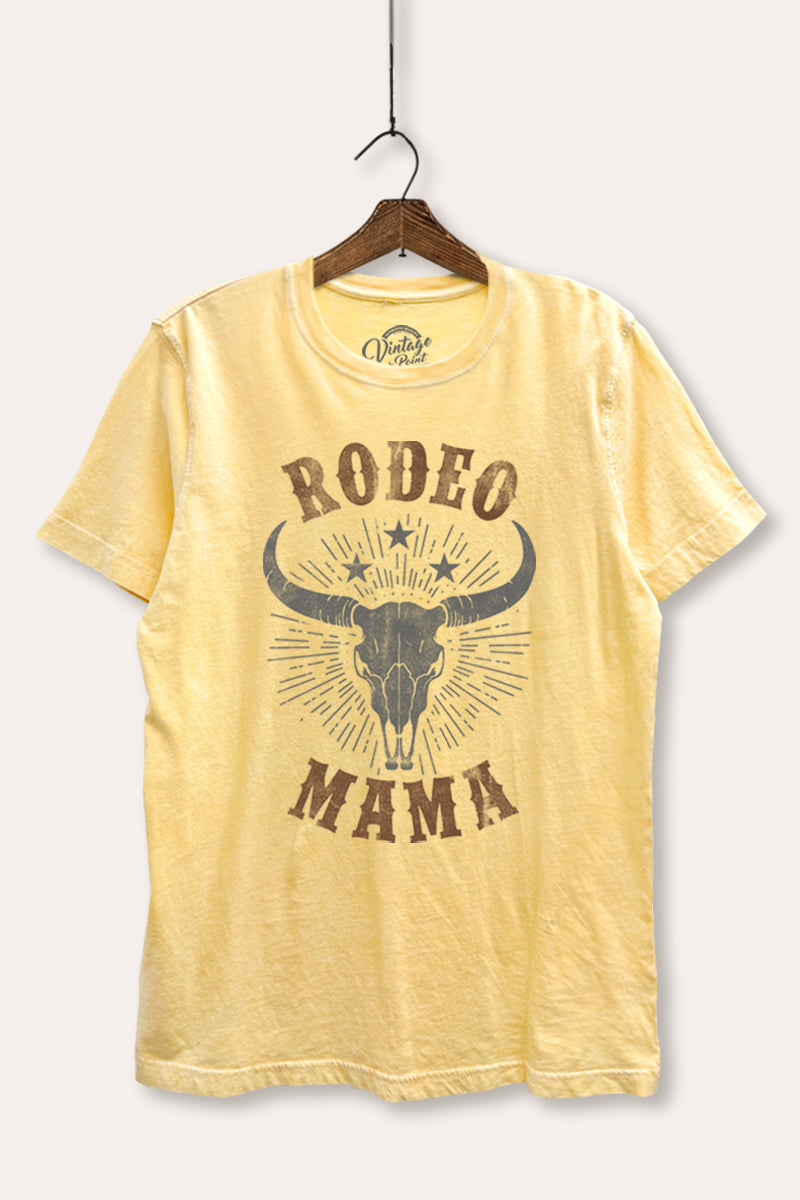 "rodeo mama" cow skull mineral wash relaxed western graphic t-shirt