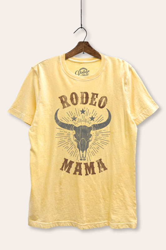 "rodeo mama" cow skull mineral wash relaxed western graphic t-shirt