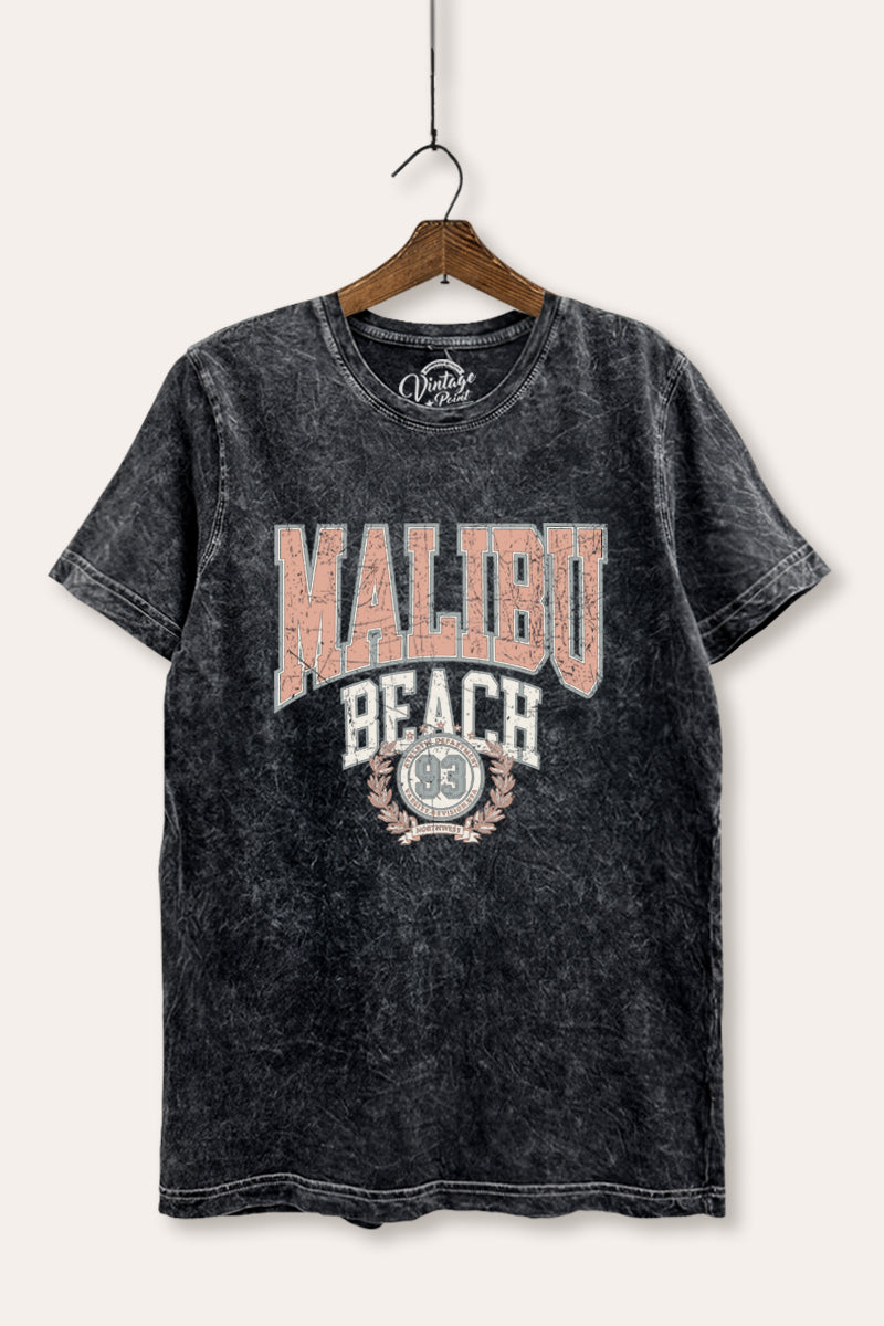 "malibu beach" mineral wash relaxed graphic t-shirt