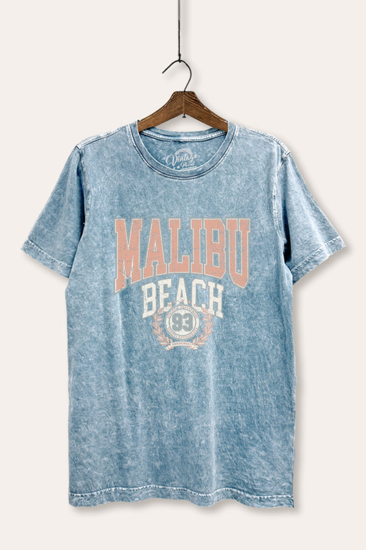 "malibu beach" mineral wash relaxed graphic t-shirt