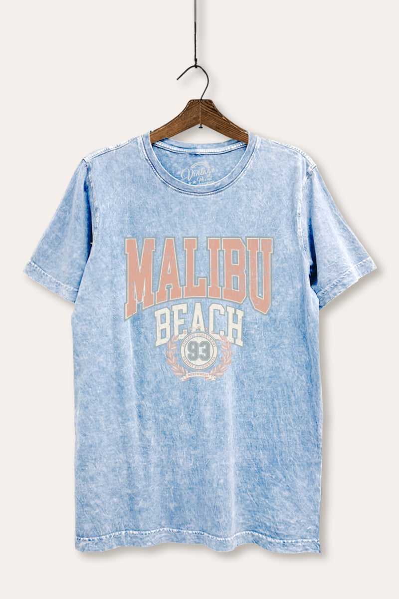 "malibu beach" mineral wash relaxed graphic t-shirt