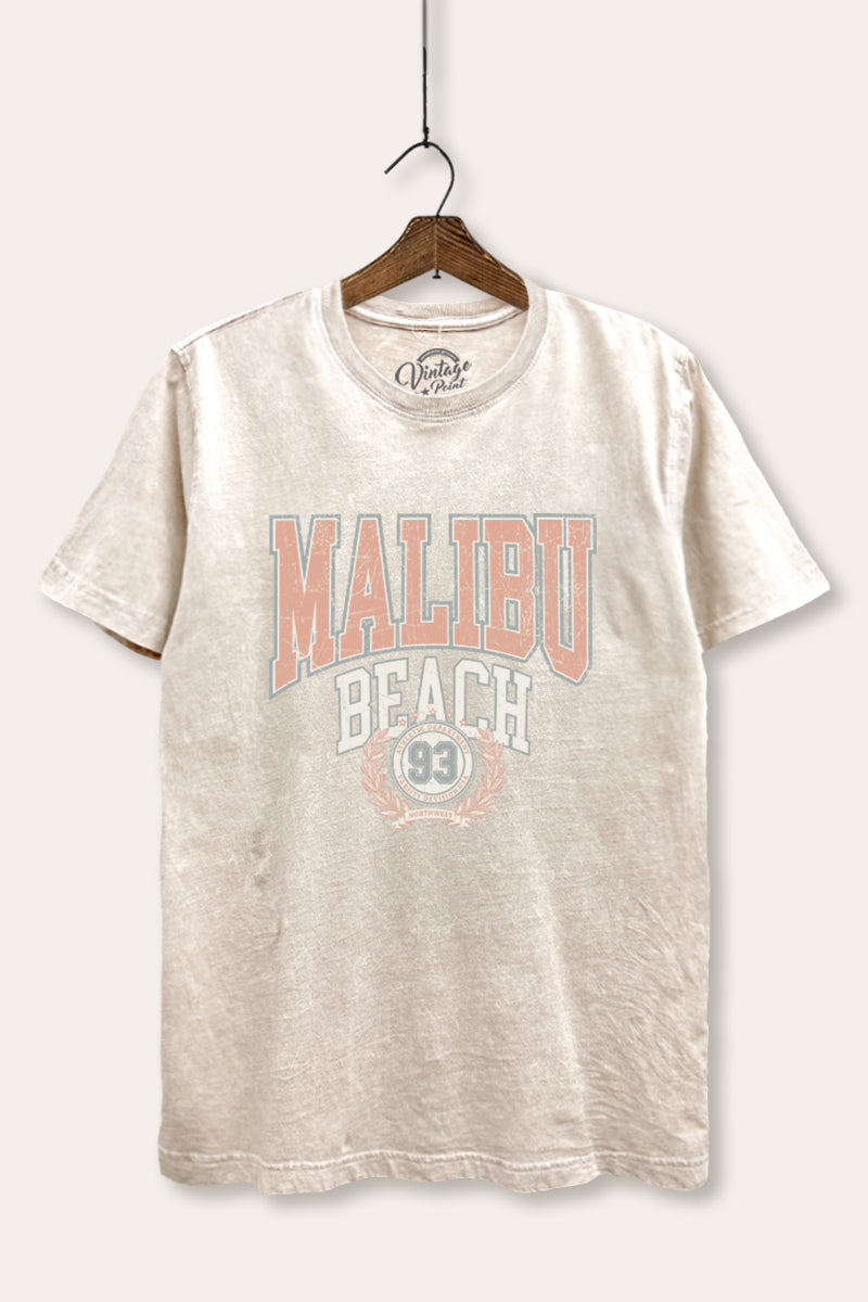"malibu beach" mineral wash relaxed graphic t-shirt