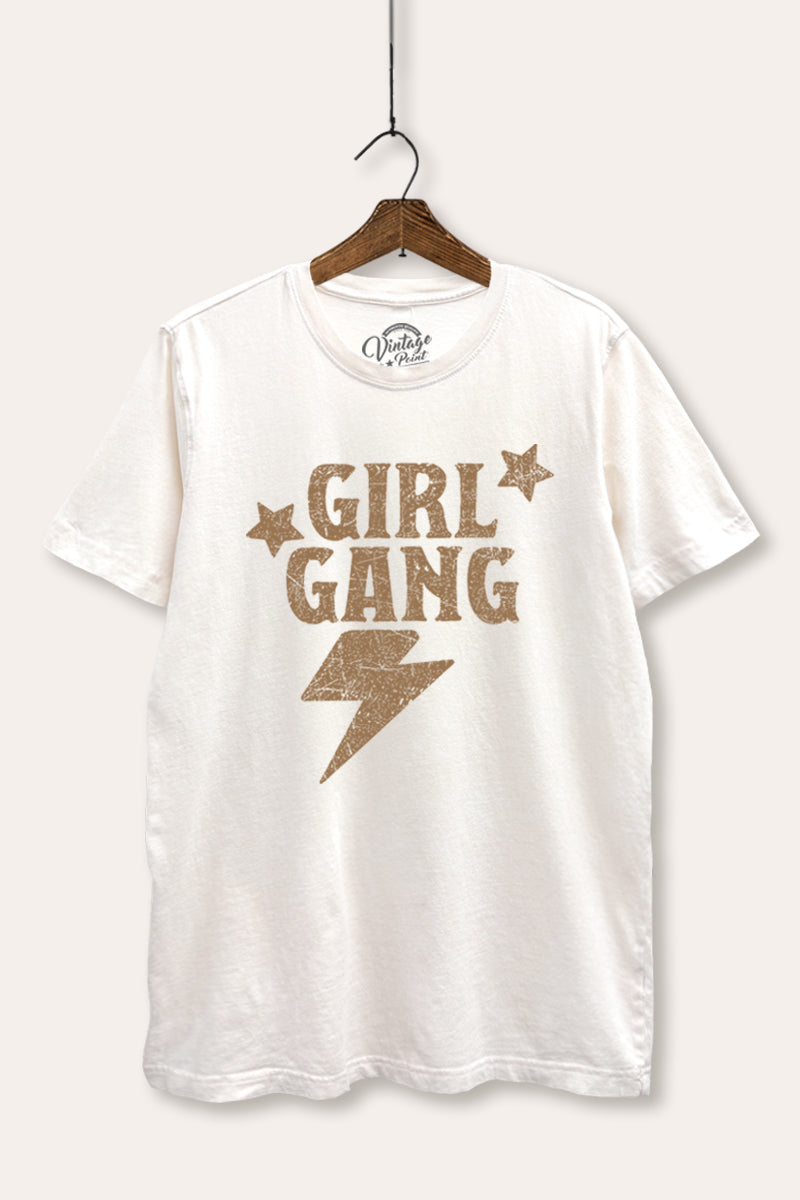 Girl Gang Lightning & Stars Graphic Mineral Wash Relaxed Tee