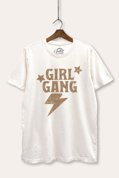 Girl Gang Lightning & Stars Graphic Mineral Wash Relaxed Tee