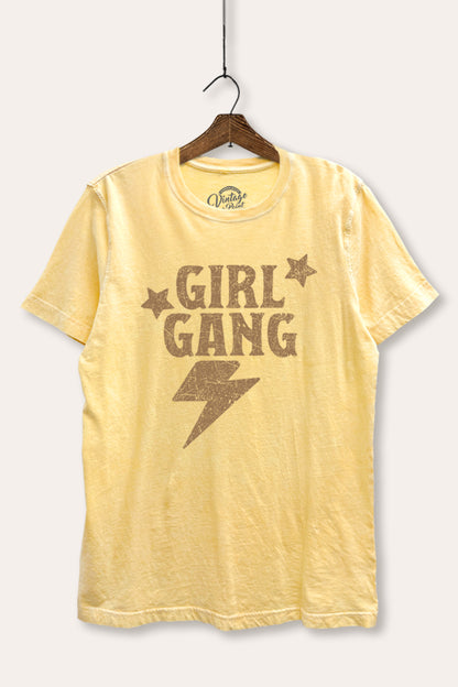 Girl Gang Lightning & Stars Graphic Mineral Wash Relaxed Tee