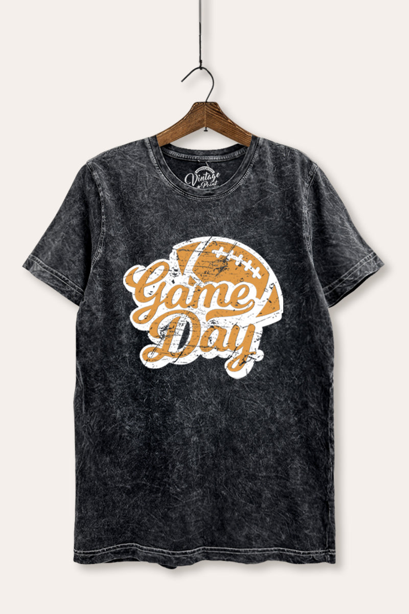 "game day" football mineral wash relaxed graphic t-shirt