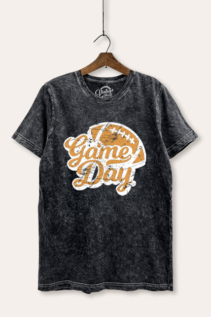 Game Day Football Graphic Mineral Wash Relaxed Tee