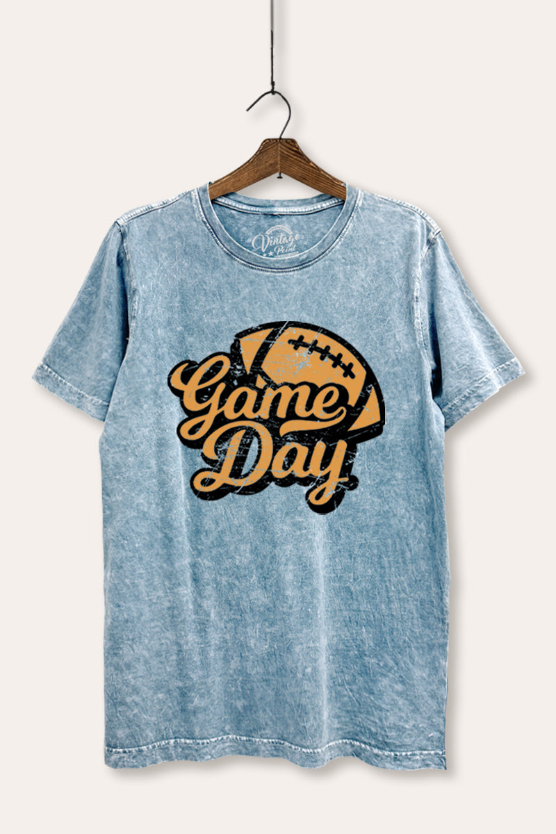 "game day" football mineral wash relaxed graphic t-shirt