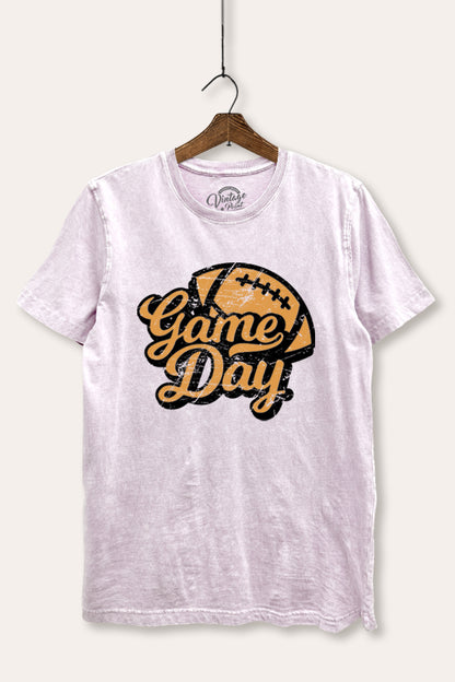 Game Day Football Graphic Mineral Wash Relaxed Tee