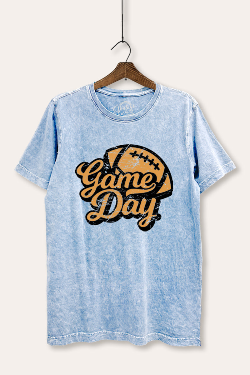 "game day" football mineral wash relaxed graphic t-shirt