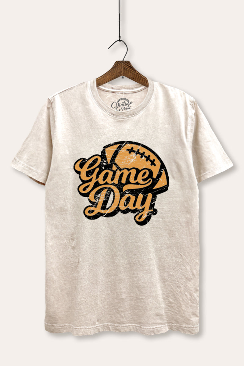 "game day" football mineral wash relaxed graphic t-shirt