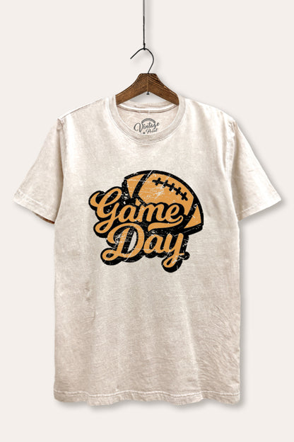 Game Day Football Graphic Mineral Wash Relaxed Tee