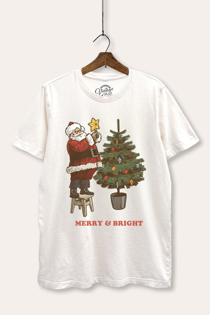 Santa & Christmas Tree Graphic Mineral Wash Relaxed Tee
