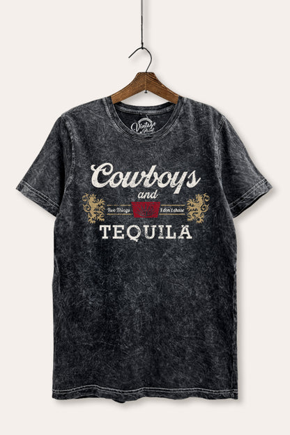 Cowboys & Tequila Western Graphic Mineral Wash Relaxed Tee