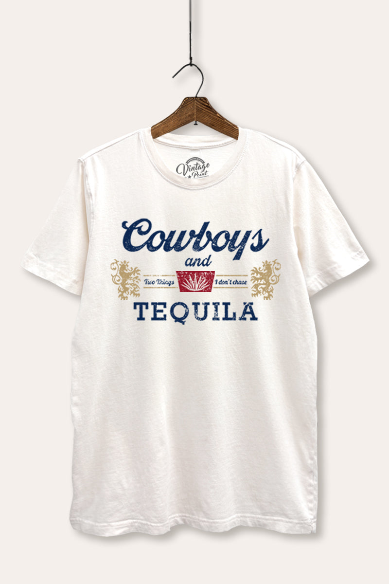 "cowboys & tequila" graphic mineral wash relaxed tee