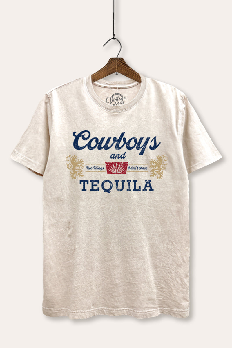 "cowboys & tequila" graphic mineral wash relaxed tee
