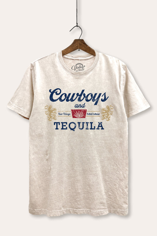 "cowboys & tequila" graphic mineral wash relaxed tee