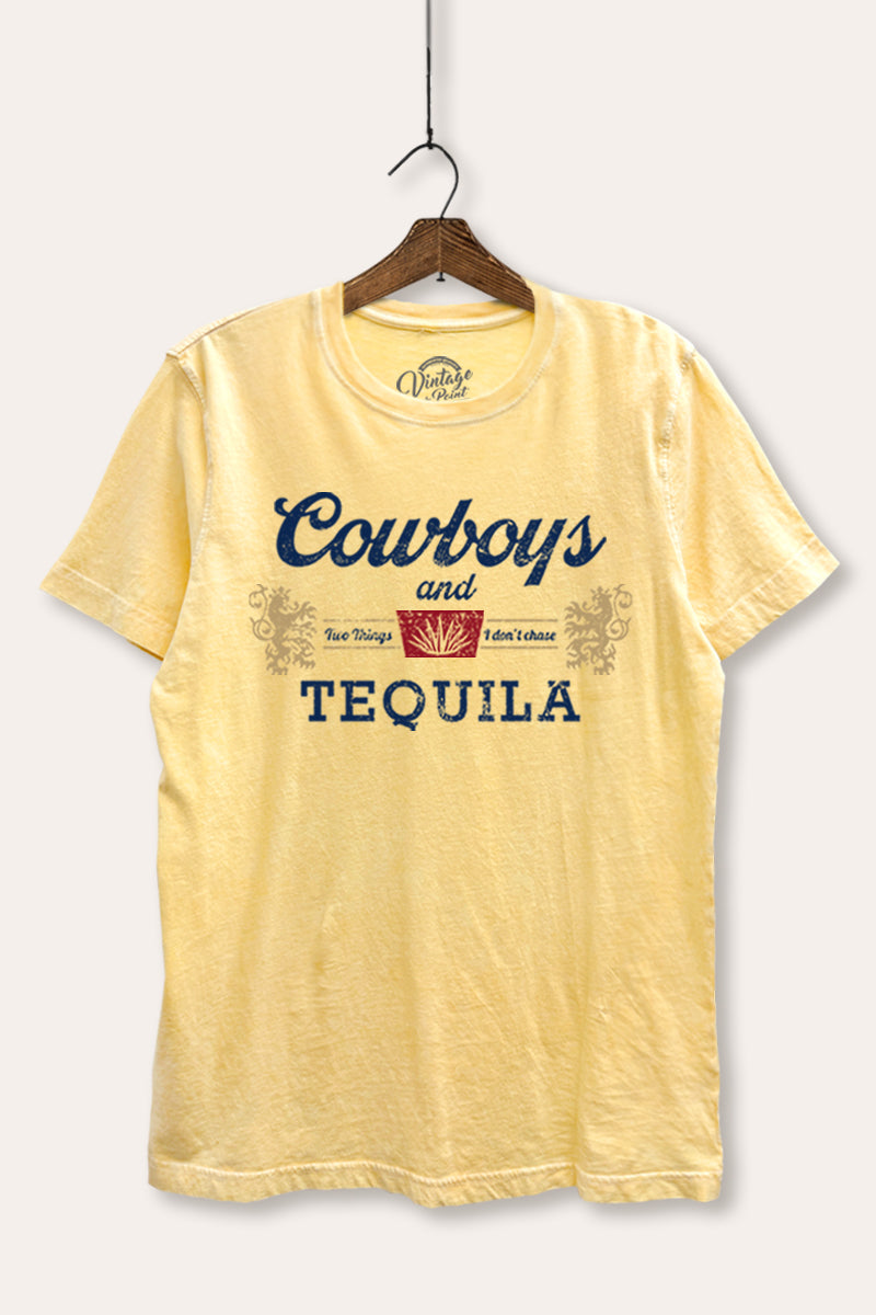 "cowboys & tequila" graphic mineral wash relaxed tee
