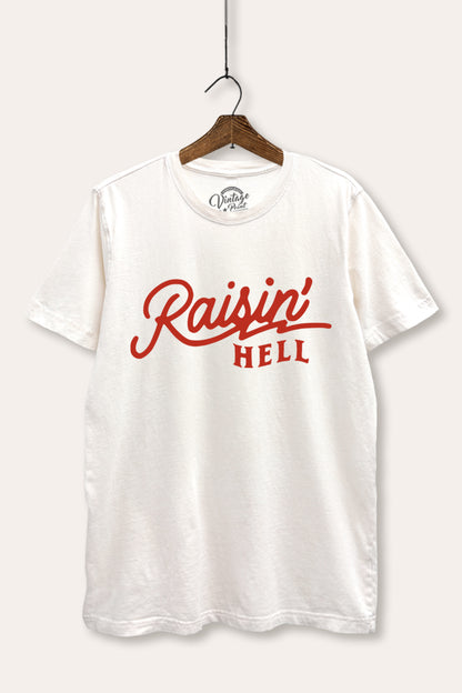 Raisin' Hell Retro Graphic Mineral Wash Relaxed Tee