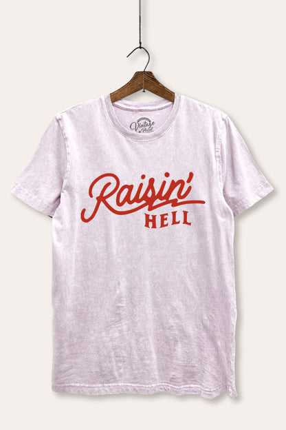 Raisin' Hell Retro Graphic Mineral Wash Relaxed Tee
