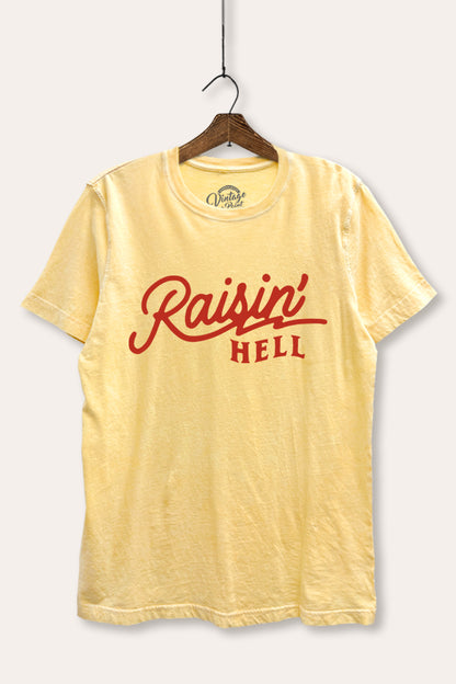 Raisin' Hell Retro Graphic Mineral Wash Relaxed Tee