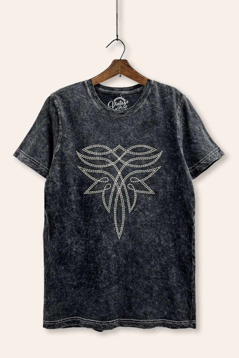 Western Boots Toe Stitch Graphic Mineral Wash Relaxed Tee