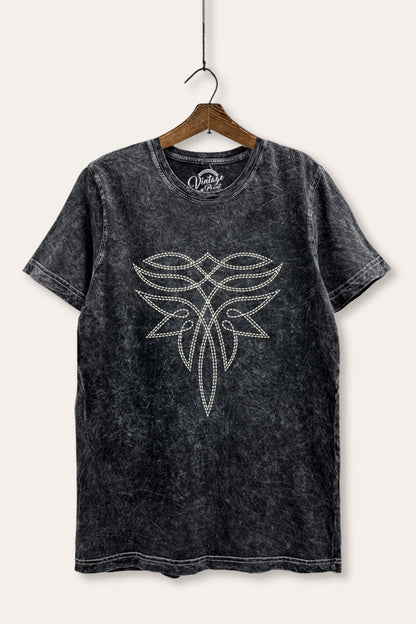 Western Boots Toe Stitch Graphic Mineral Wash Relaxed Tee