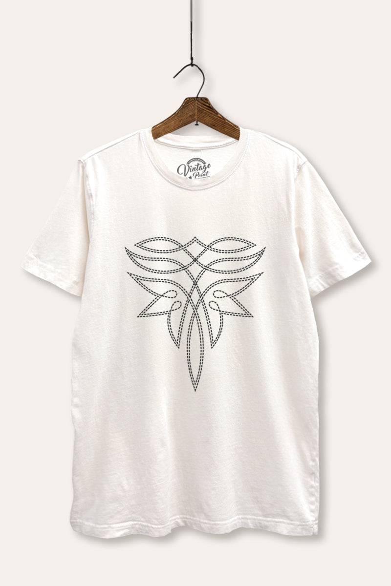 western cowboy boots toe stitch pattern mineral wash relaxed graphic t-shirt