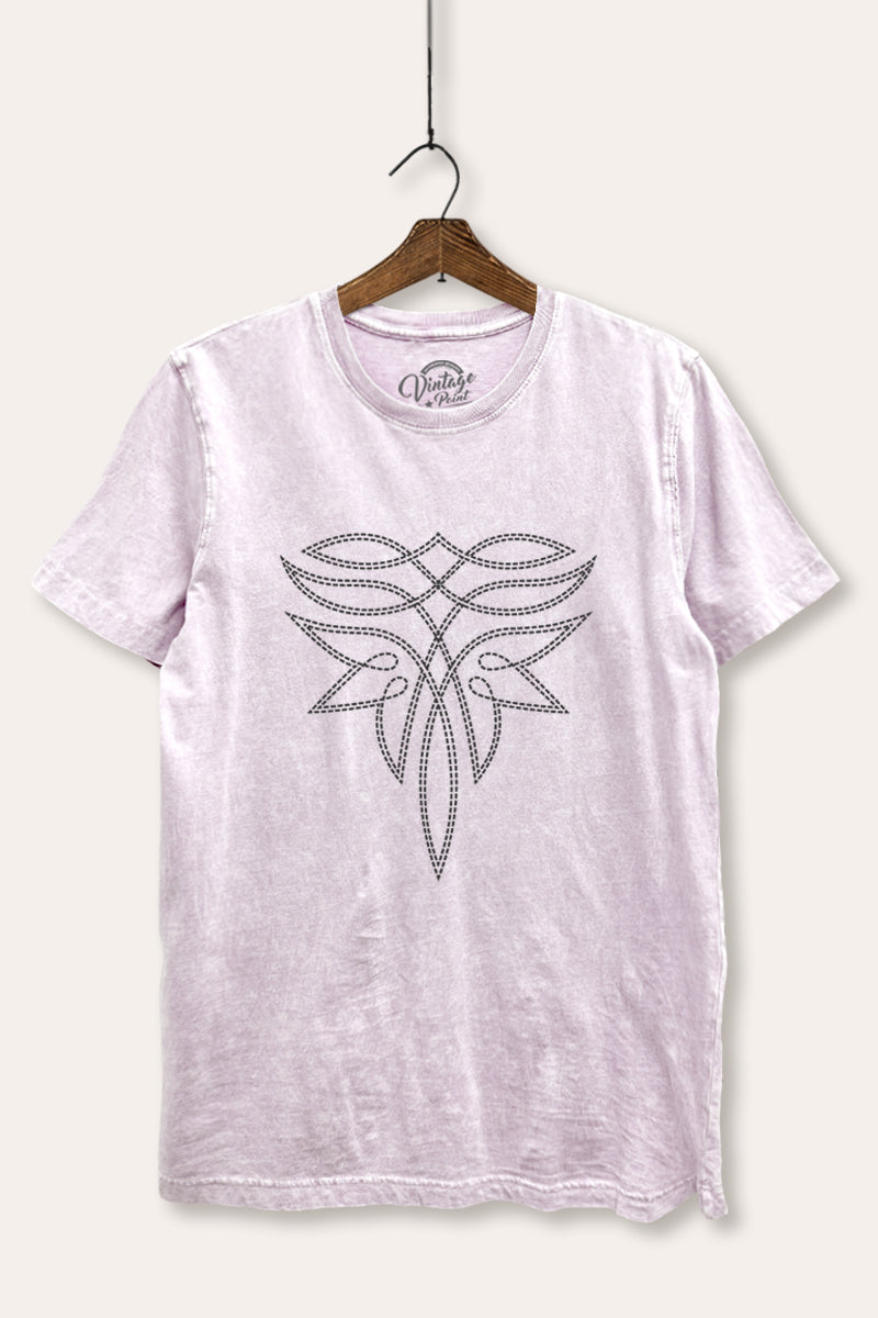 western cowboy boots toe stitch pattern mineral wash relaxed graphic t-shirt