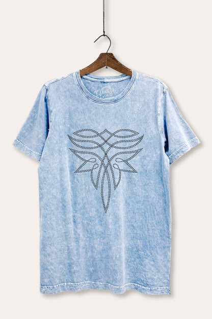 Western Boots Toe Stitch Graphic Mineral Wash Relaxed Tee
