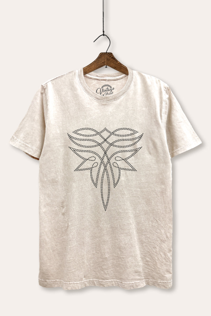 Western Boots Toe Stitch Graphic Mineral Wash Relaxed Tee